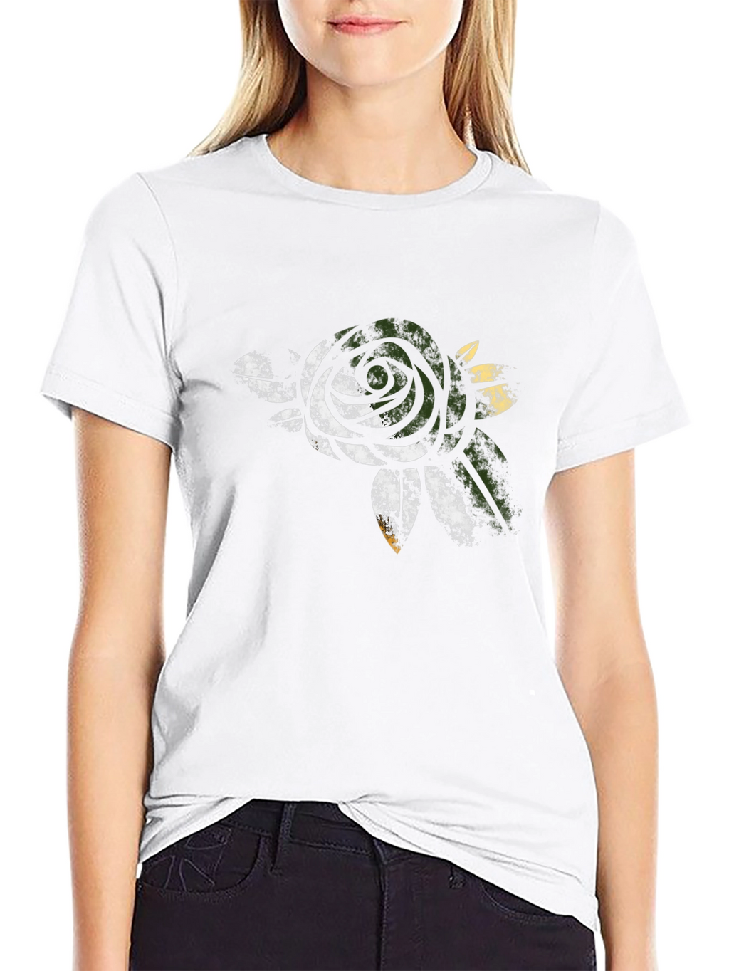 Mens Black Rose Graphic T-Shirt