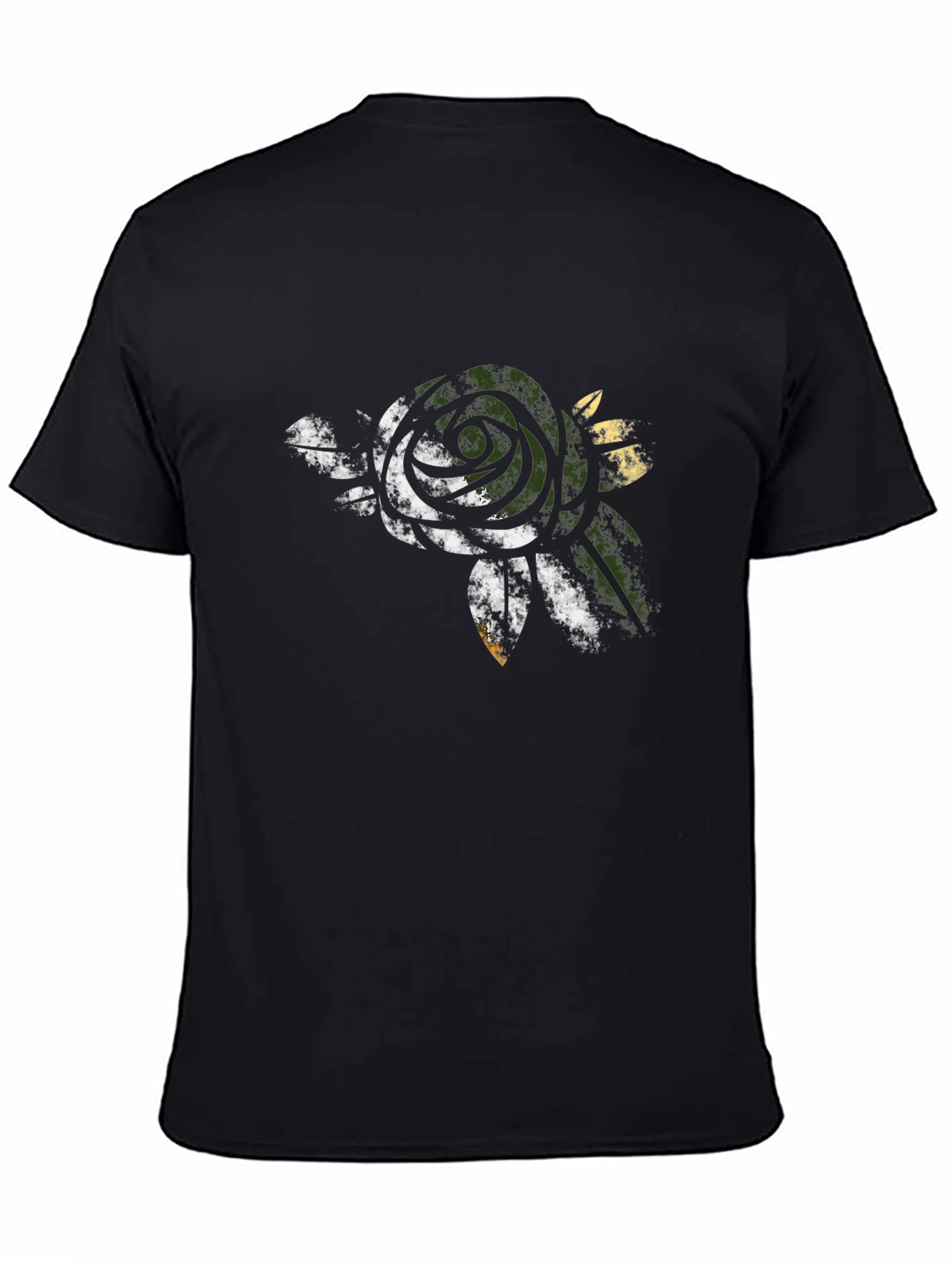 Mens Black Rose Graphic T-Shirt