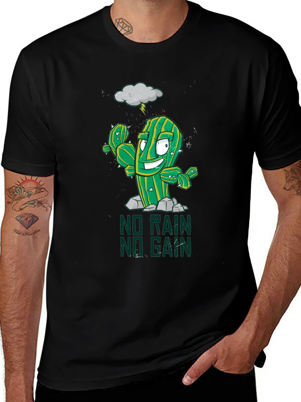 No Rain No Gain Graphic Tee - Gym Motivation