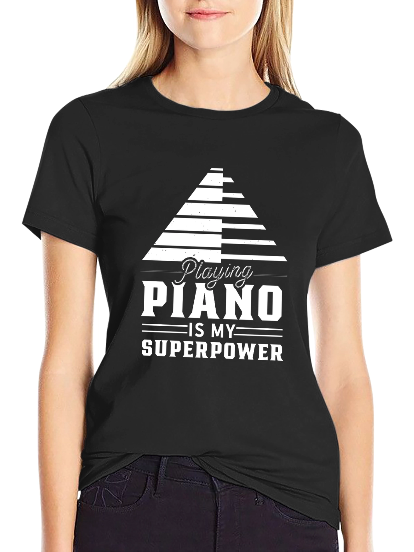Piano Superpower Black Graphic Tee
