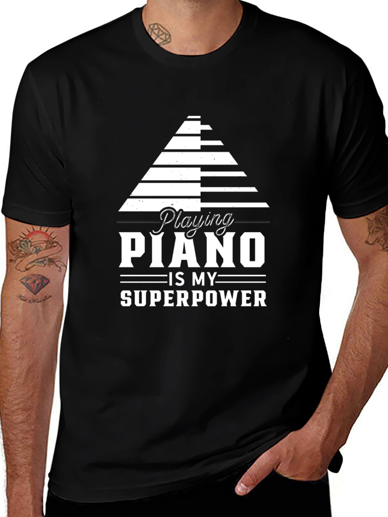 Piano Superpower Black Graphic Tee