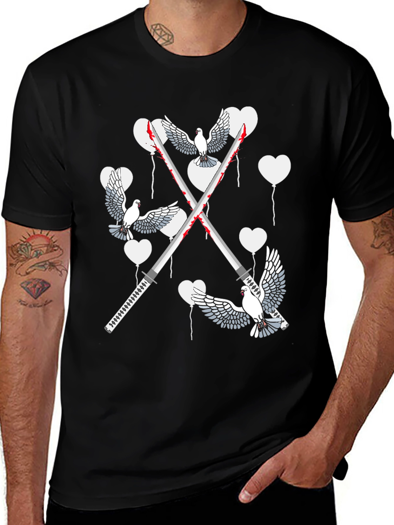 Dove & Sword Graphic T-Shirt - Unique Peace & Power Design