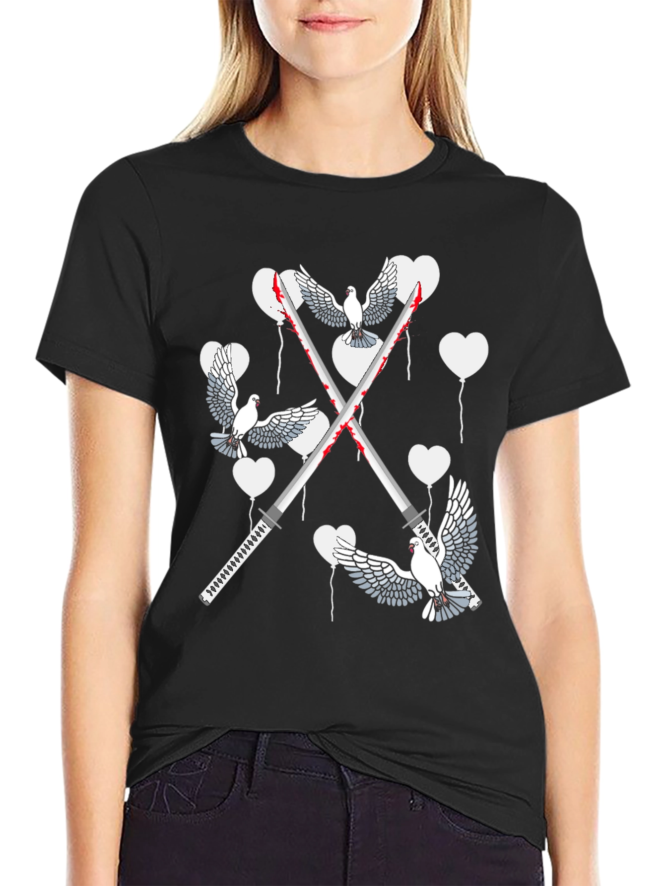 Dove & Sword Graphic T-Shirt - Unique Peace & Power Design