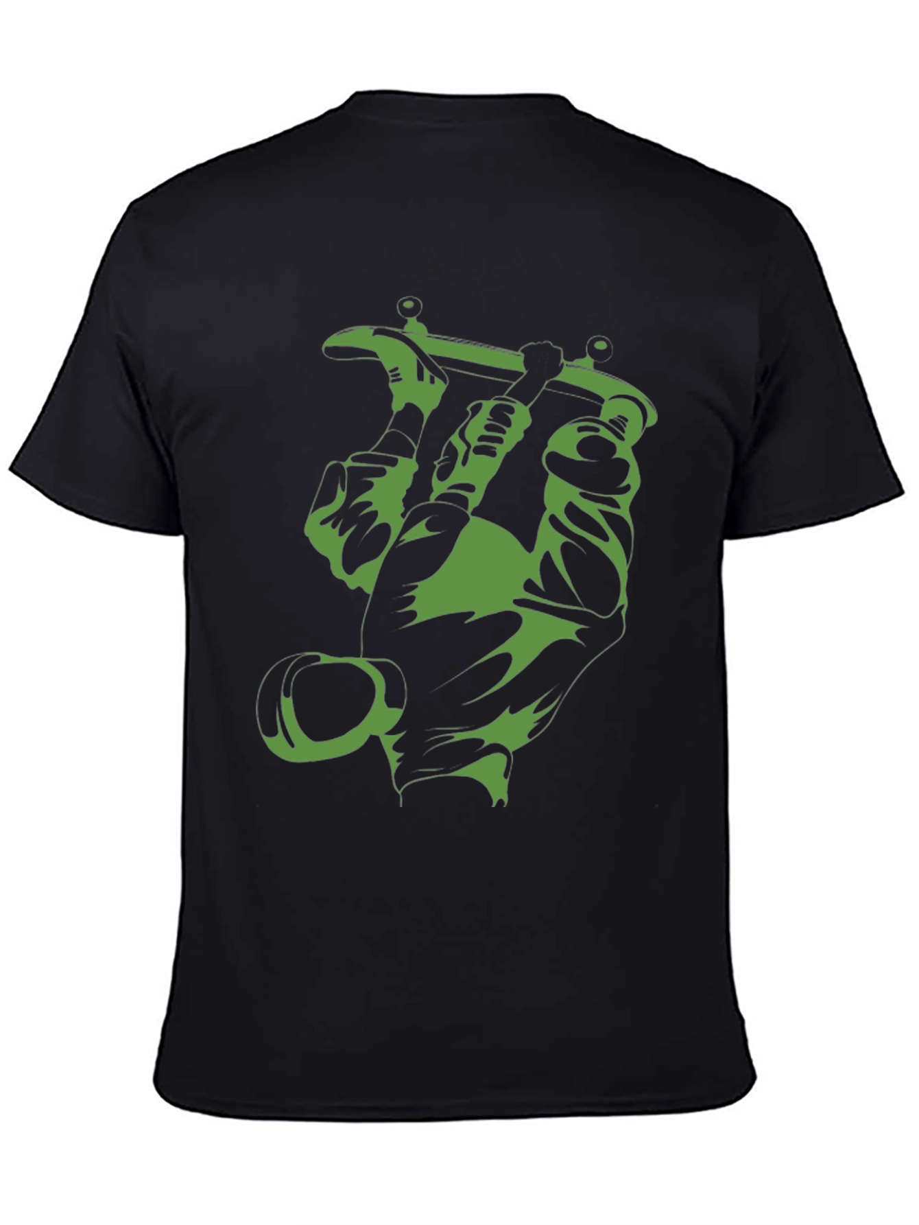 Green Tattoo Machine Graphic Tee - Black Cotton T-Shirt