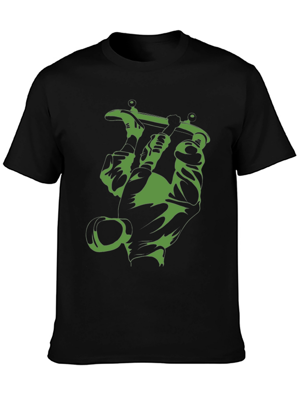 Green Tattoo Machine Graphic Tee - Black Cotton T-Shirt