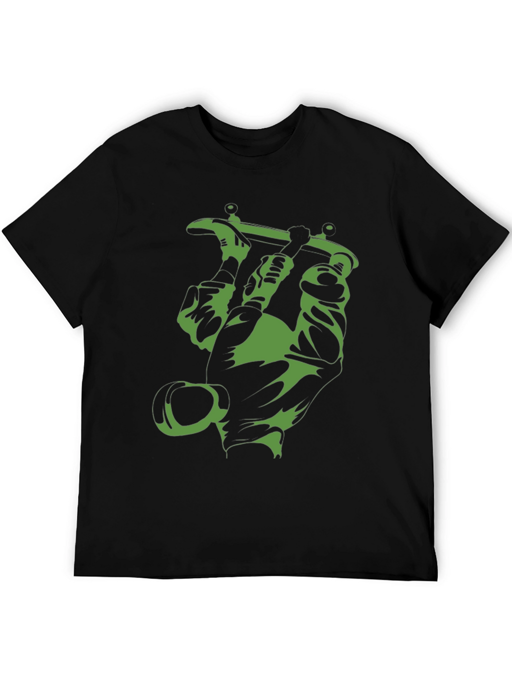 Green Tattoo Machine Graphic Tee - Black Cotton T-Shirt