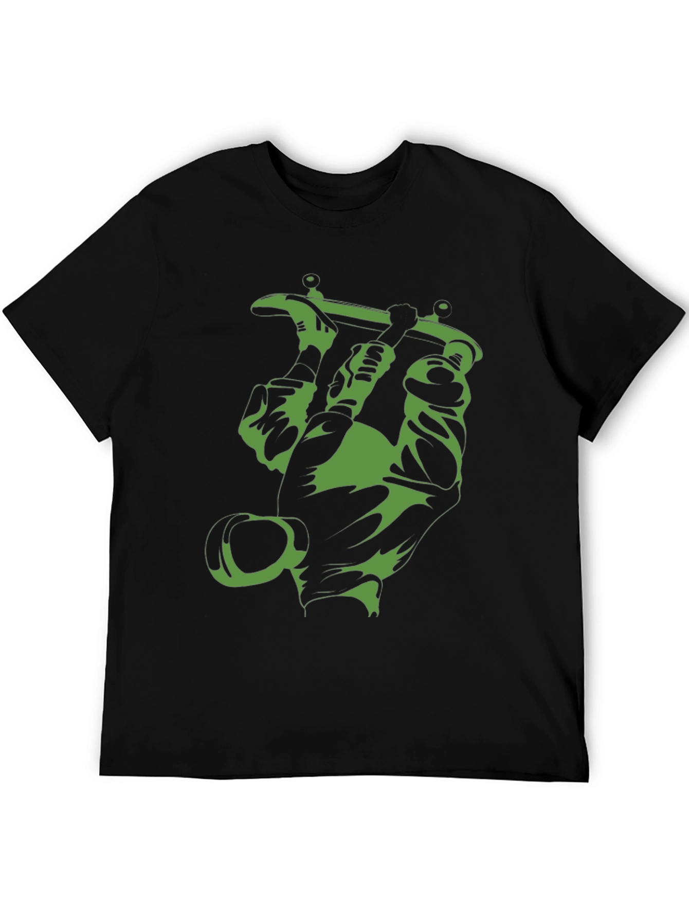 Green Tattoo Machine Graphic Tee - Black Cotton T-Shirt