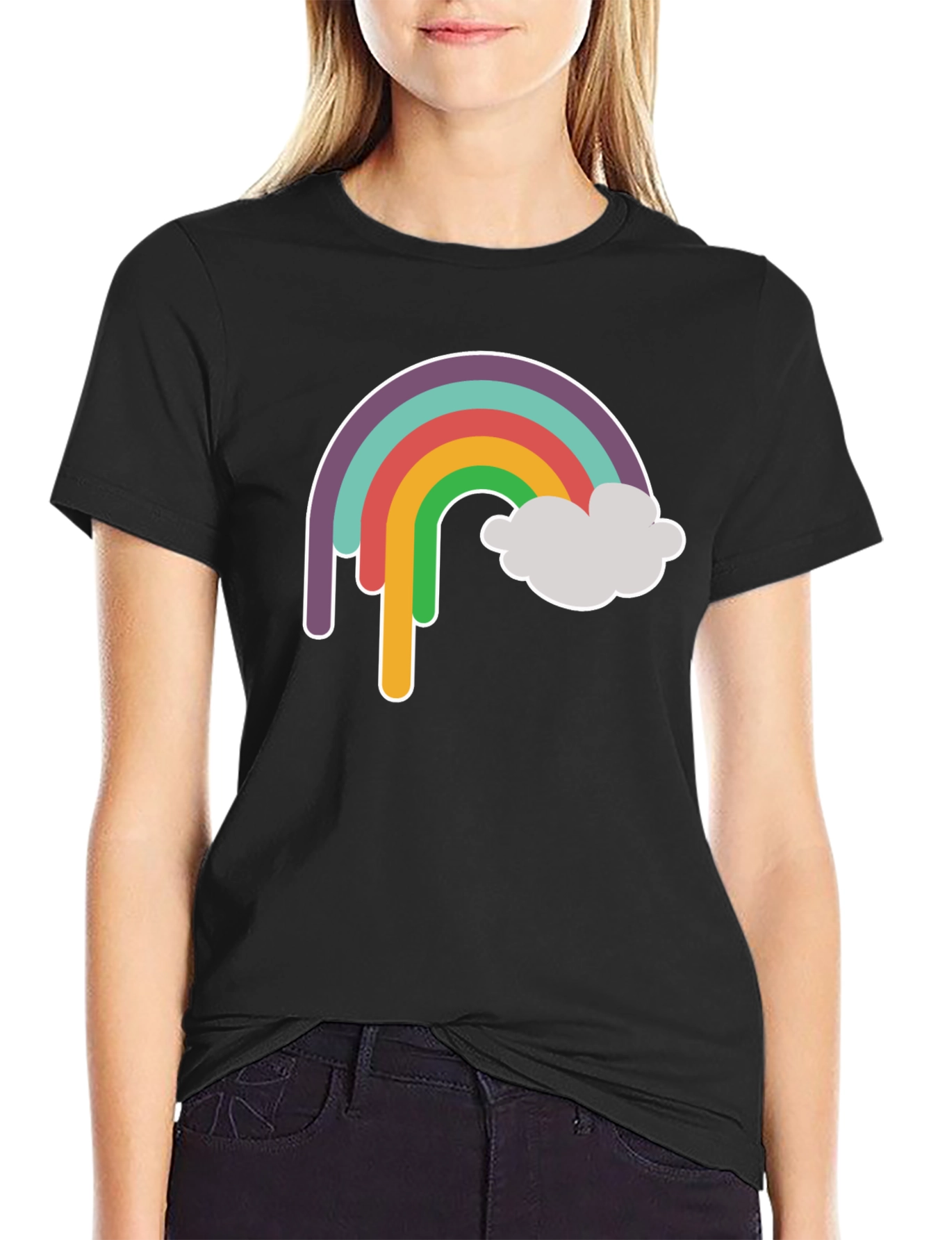 Rainbow Cloud Graphic Tee - Trendy Unisex T-Shirt