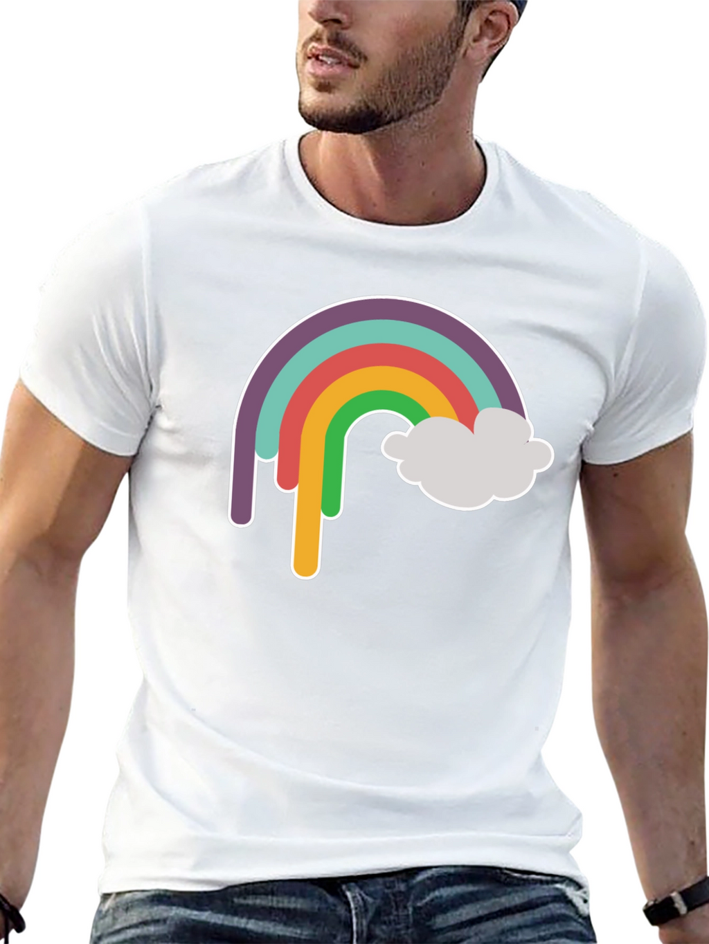 Rainbow Cloud Graphic Tee - Trendy Unisex T-Shirt