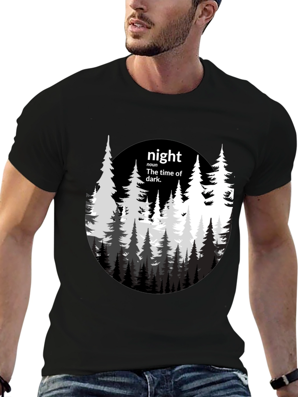Night Forest Graphic Tee - Unisex Black T-Shirt