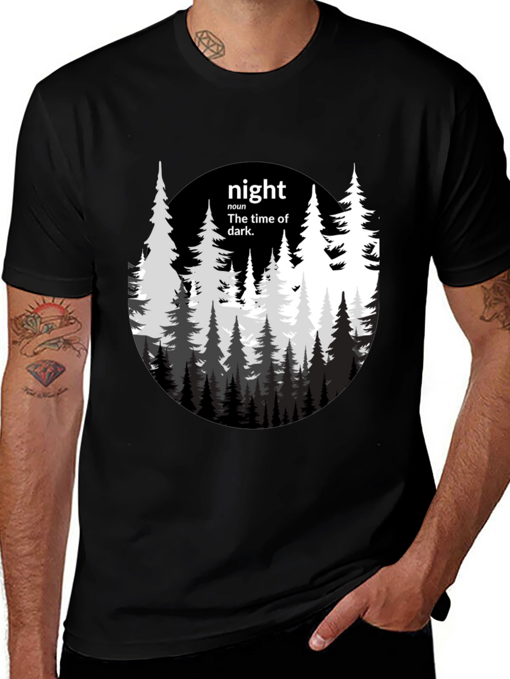 Night Forest Graphic Tee - Unisex Black T-Shirt