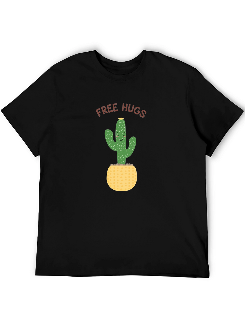 Free Hugs Cactus Black T-Shirt
