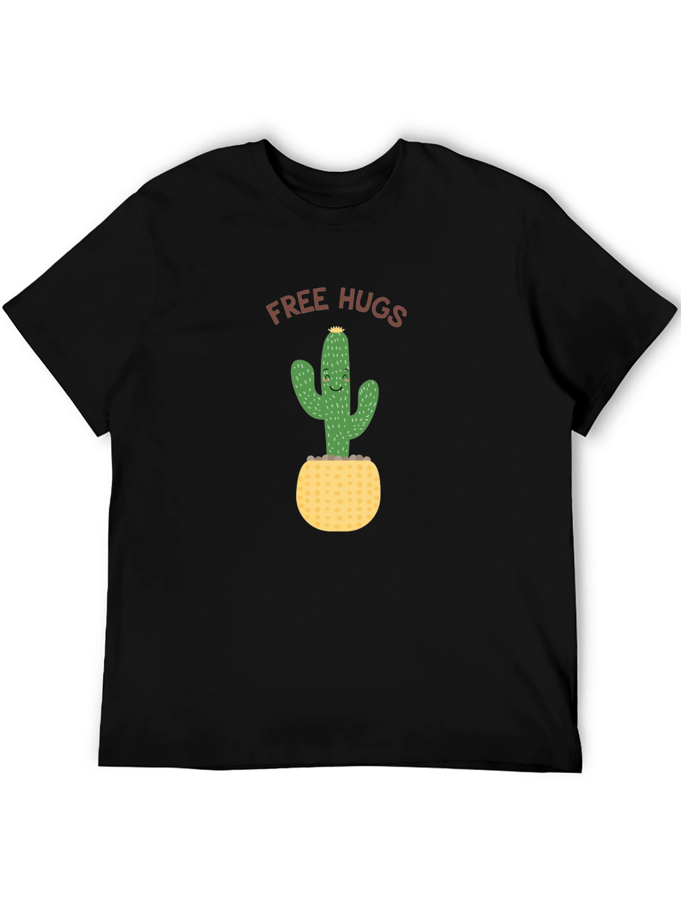 Free Hugs Cactus Black T-Shirt