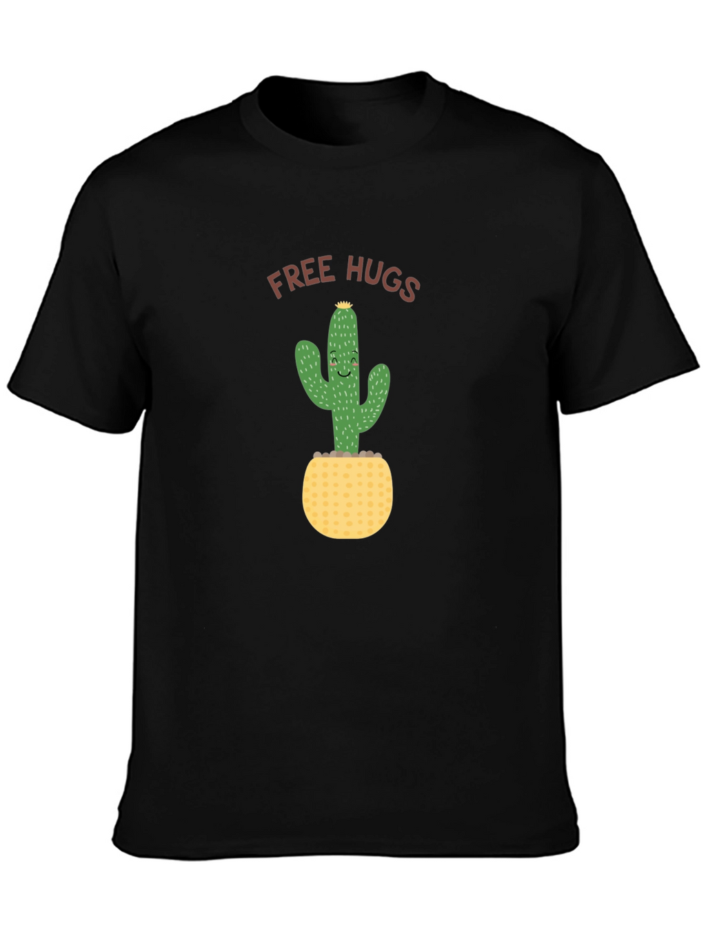 Free Hugs Cactus Black T-Shirt