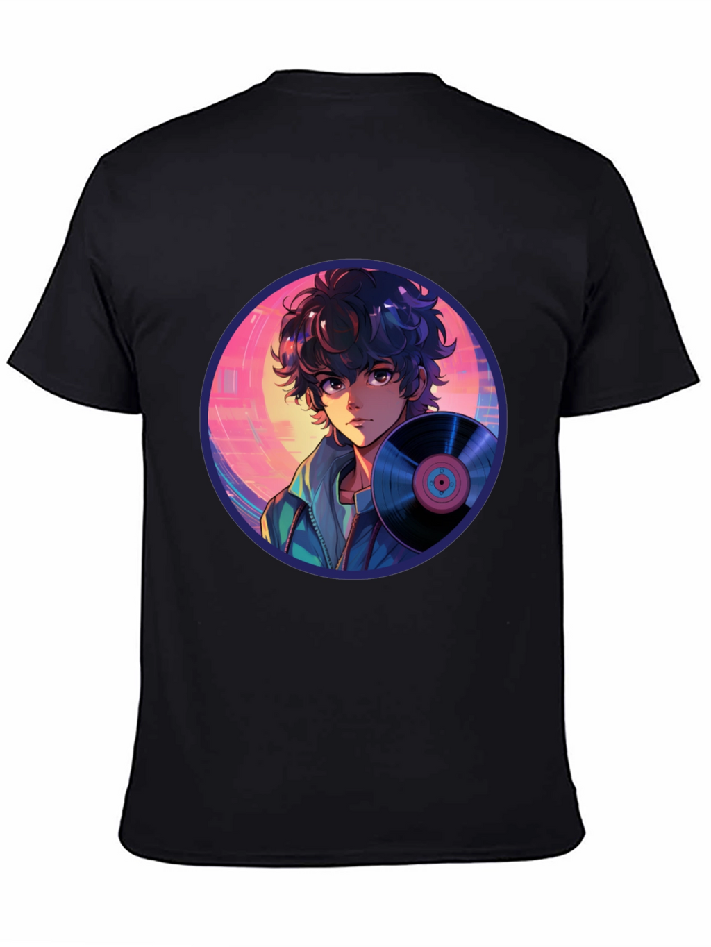 Anime Boy Vinyl Record Retro T-Shirt