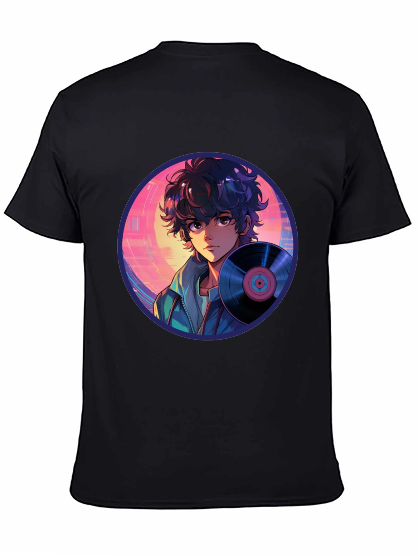 Anime Boy Vinyl Record Retro T-Shirt