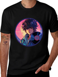 Anime Boy Vinyl Record Retro T-Shirt