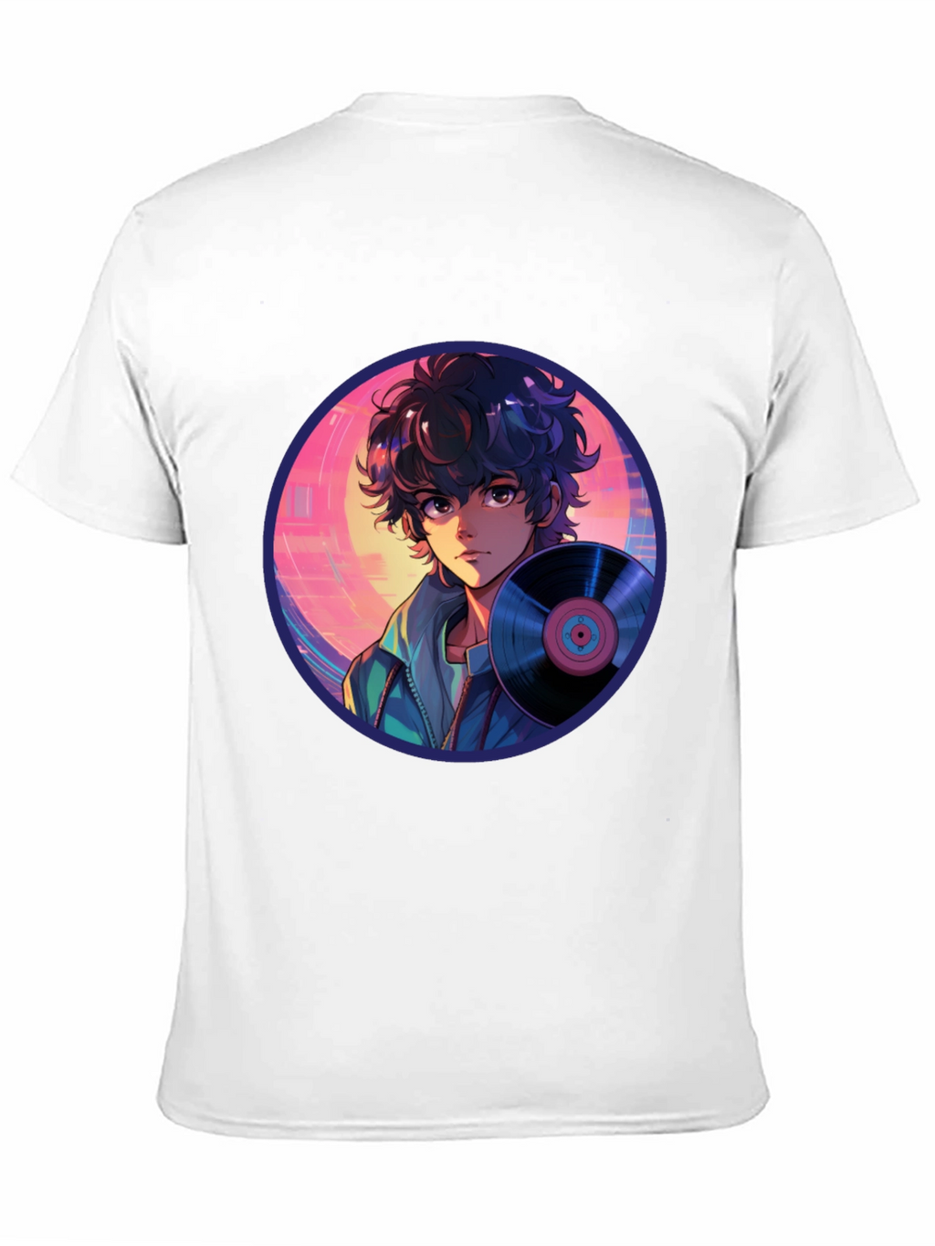 Anime Boy Vinyl Record Retro T-Shirt