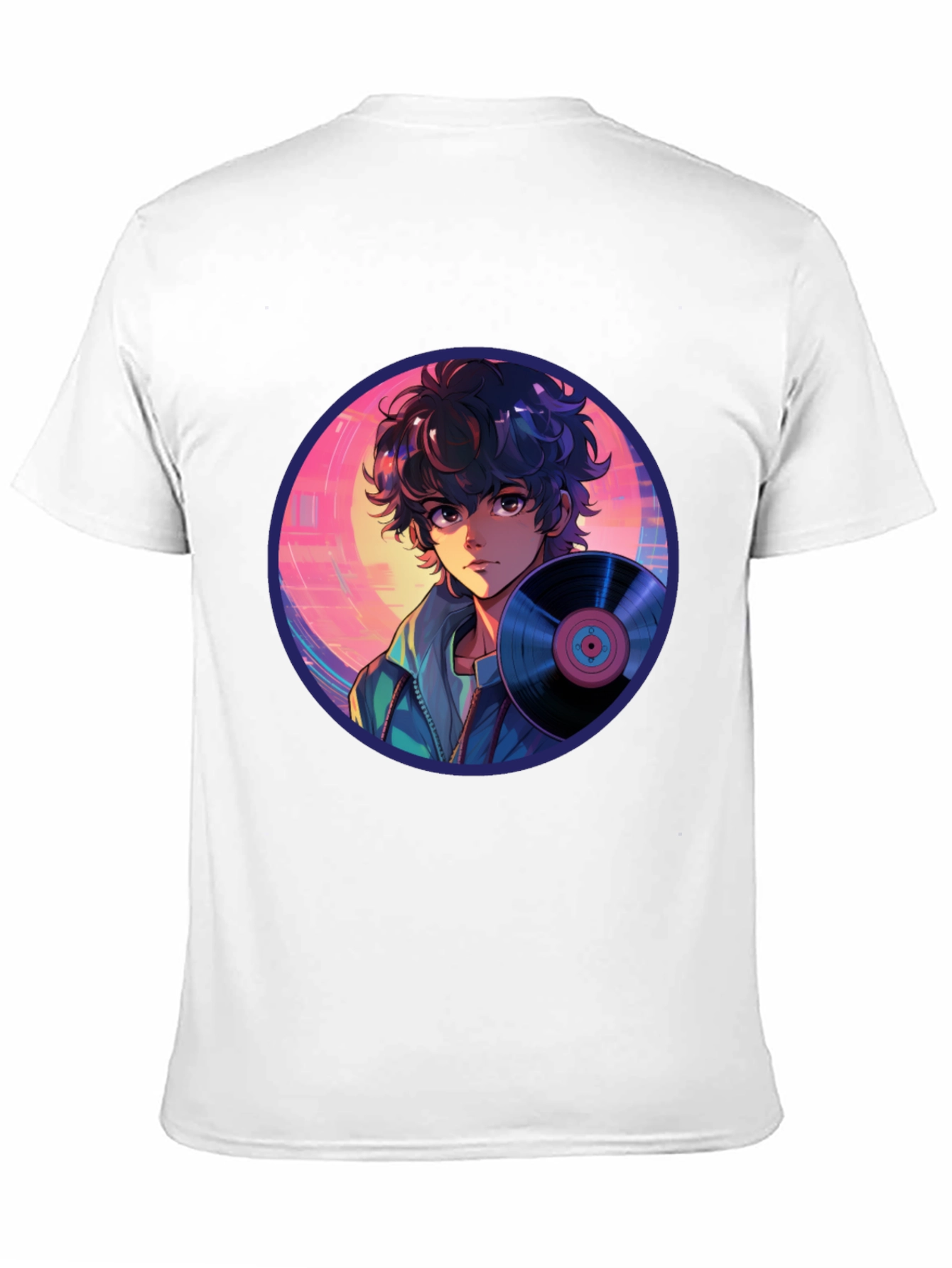 Anime Boy Vinyl Record Retro T-Shirt