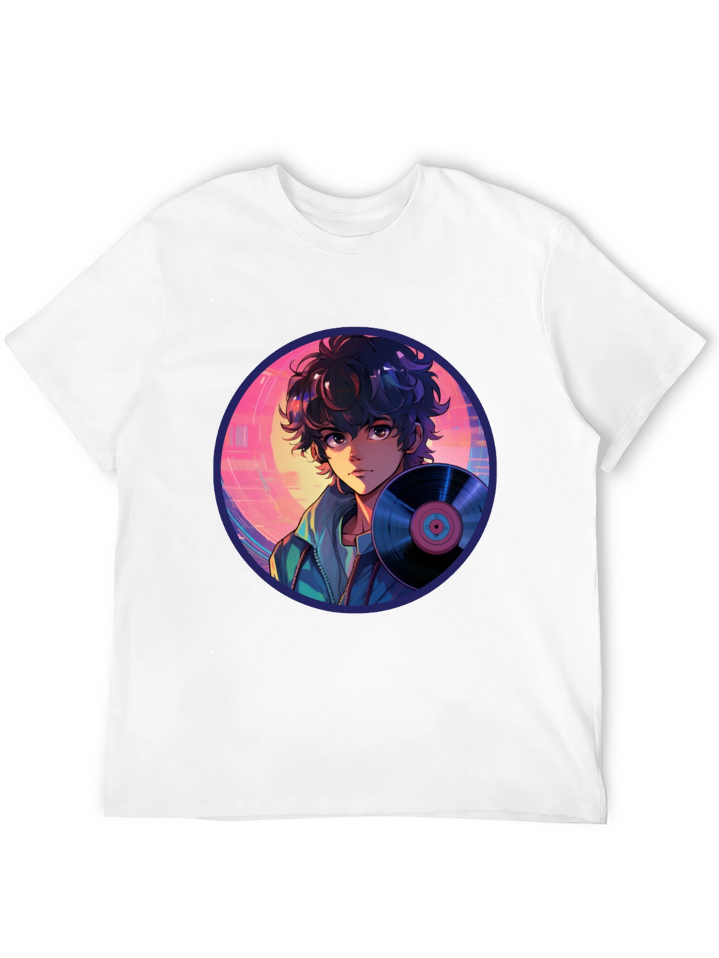 Anime Boy Vinyl Record Retro T-Shirt