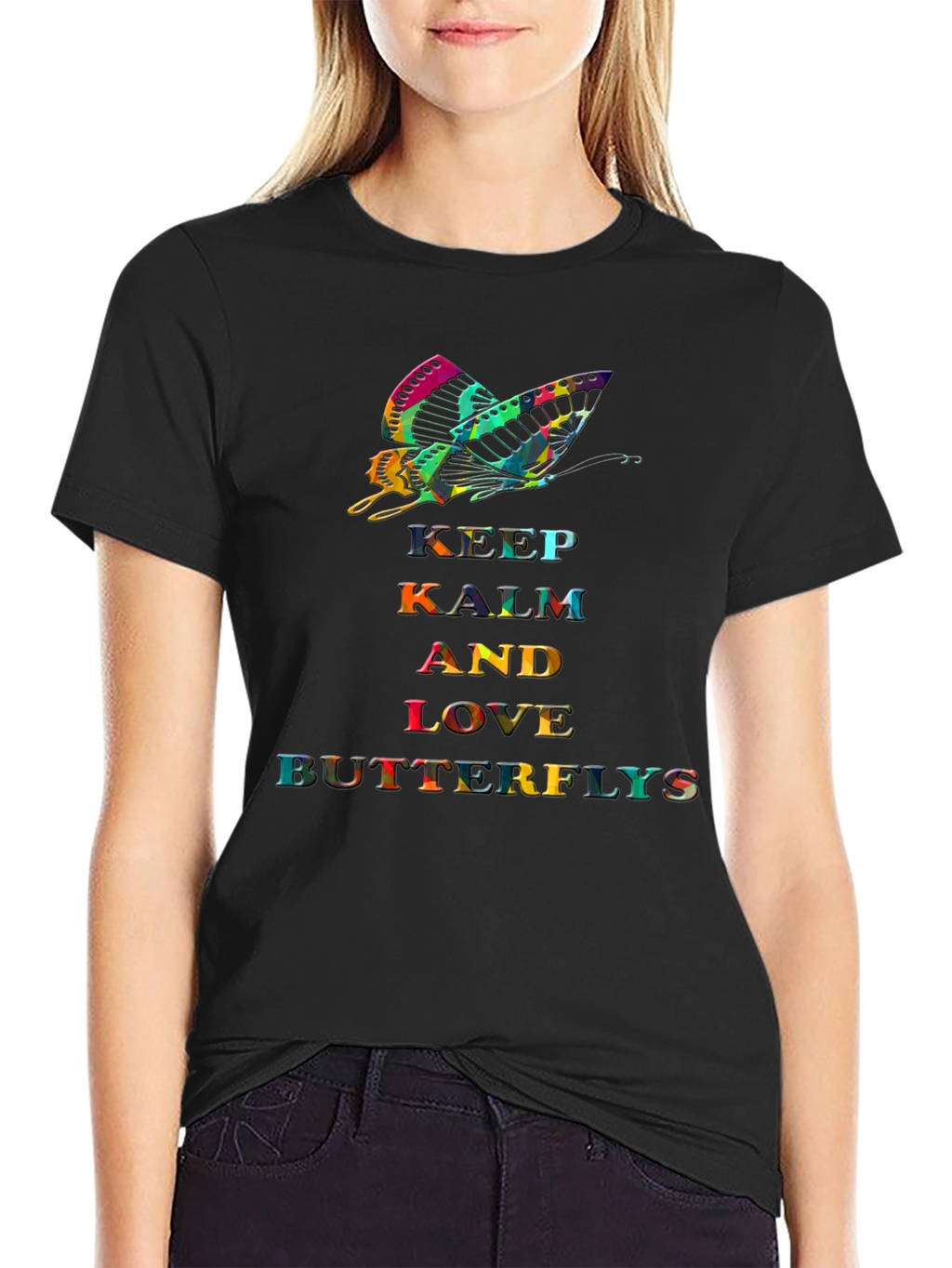 Keep Calm Butterfly Graphic Tee - Stylish Comfort