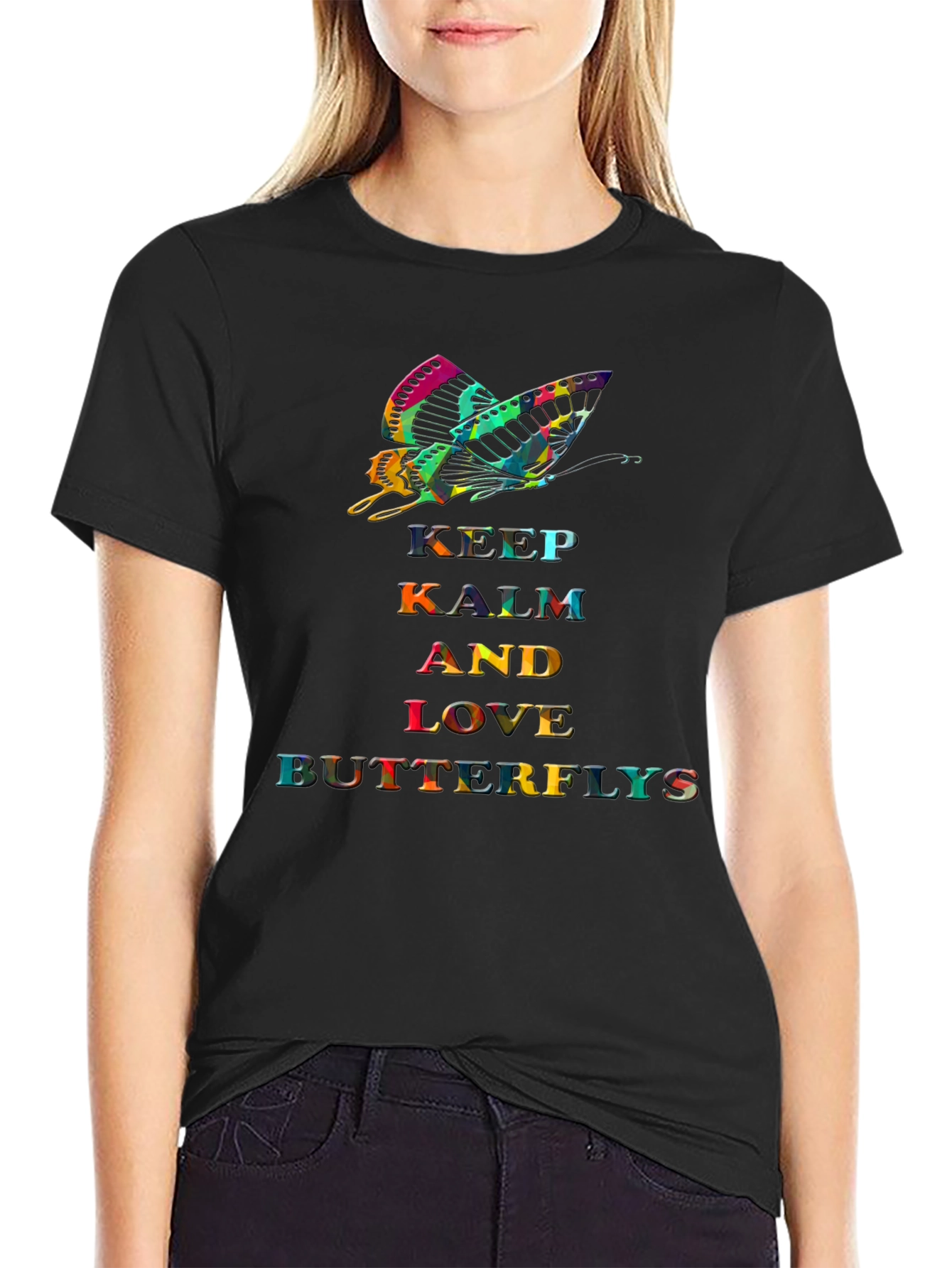Keep Calm Butterfly Graphic Tee - Stylish Comfort