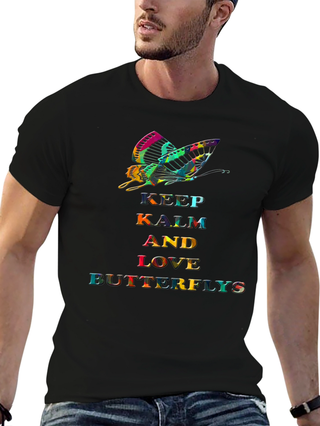 Keep Calm Butterfly Graphic Tee - Stylish Comfort