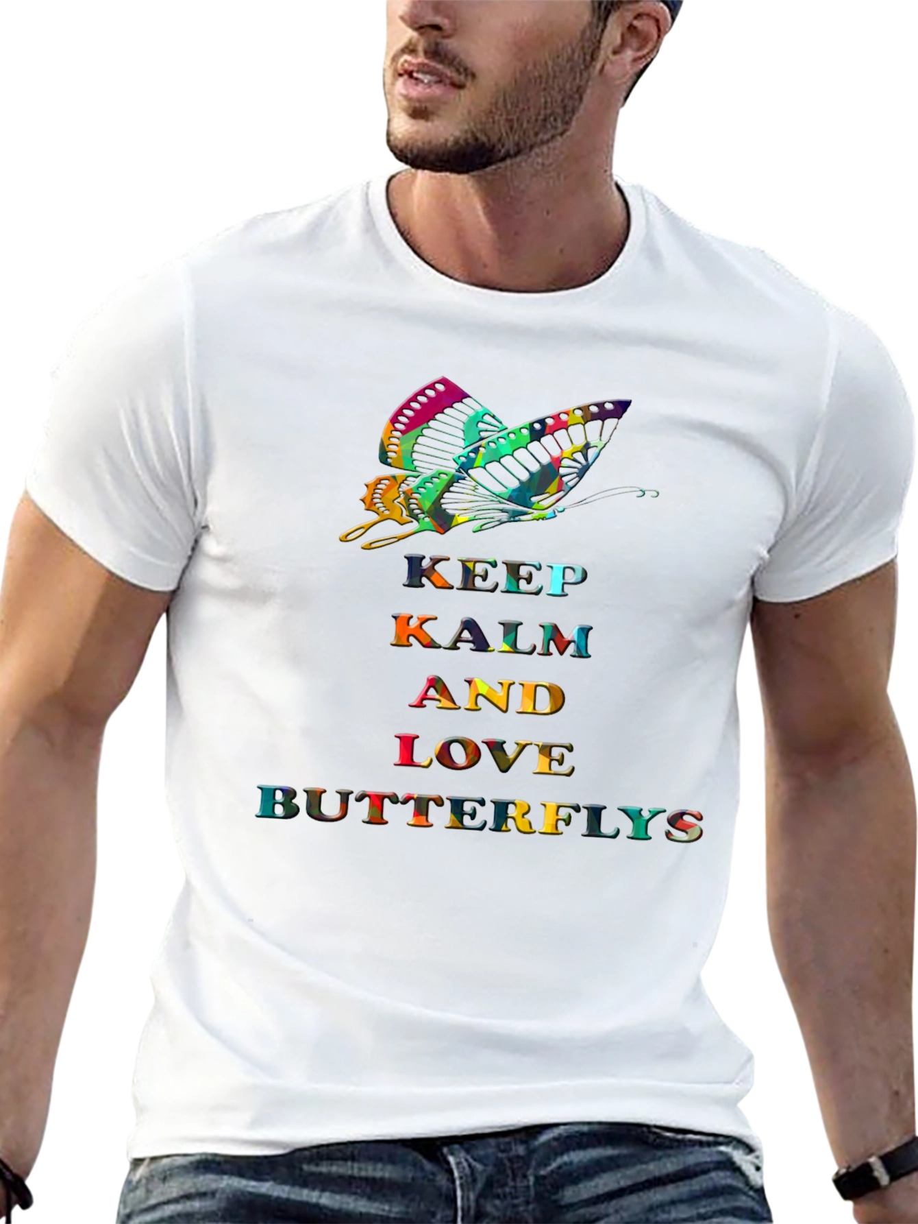 Keep Calm Butterfly Graphic Tee - Stylish Comfort