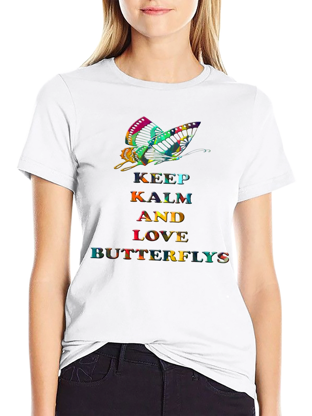 Keep Calm Butterfly Graphic Tee - Stylish Comfort