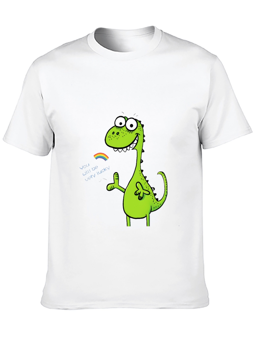 Lucky Dinosaur Graphic Tee - Black Cotton Blend