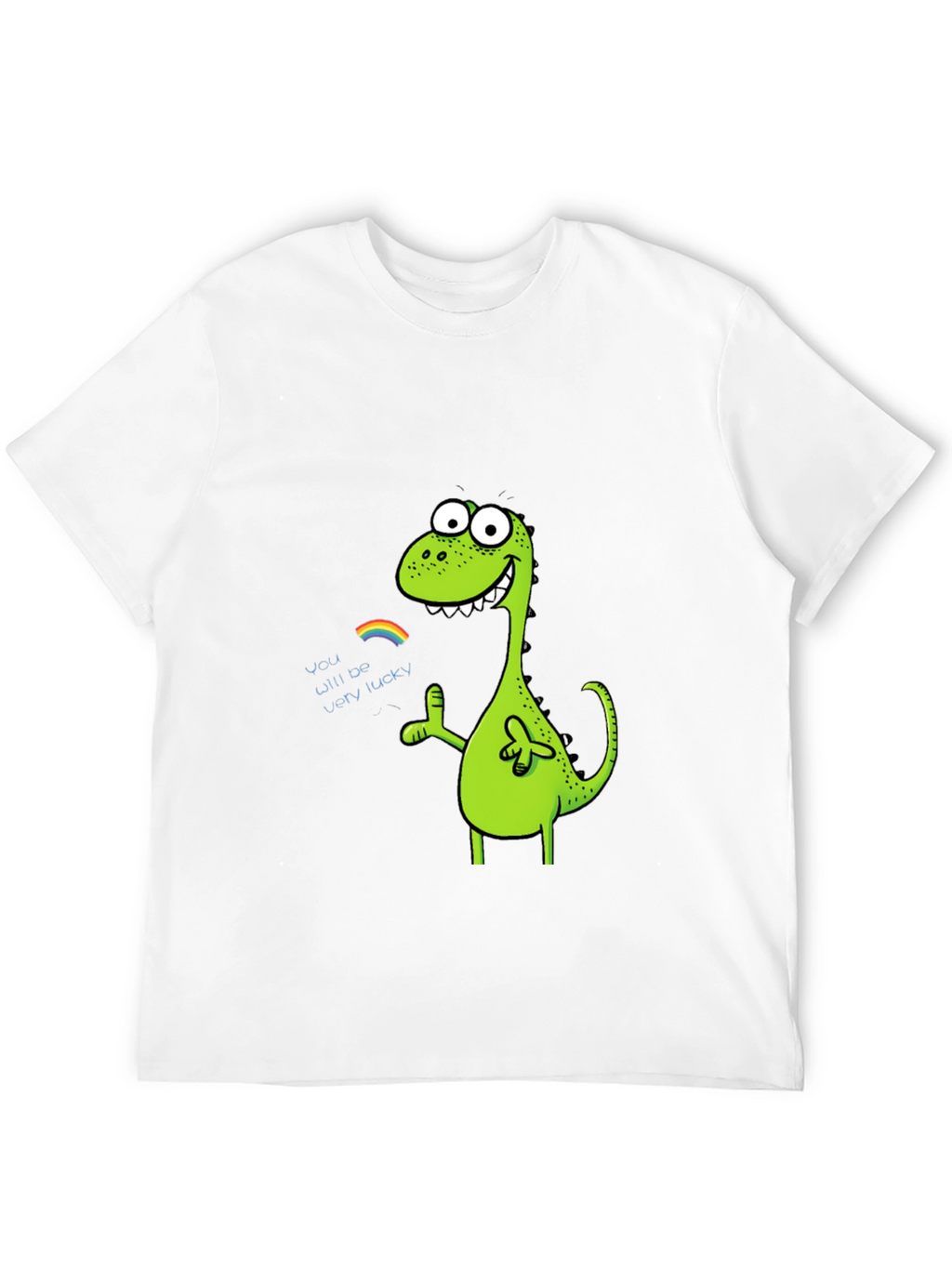 Lucky Dinosaur Graphic Tee - Black Cotton Blend