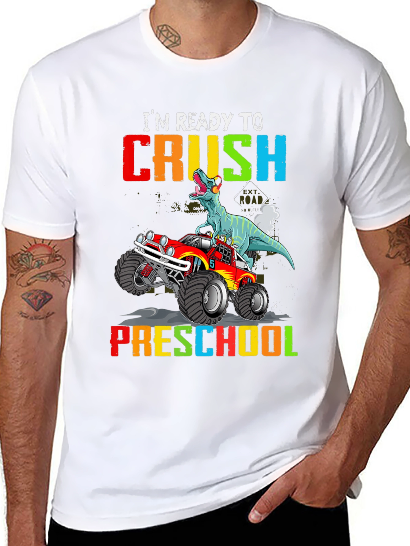 Ready to Crush Preschool Dinosaur Monster Truck T-Shirt