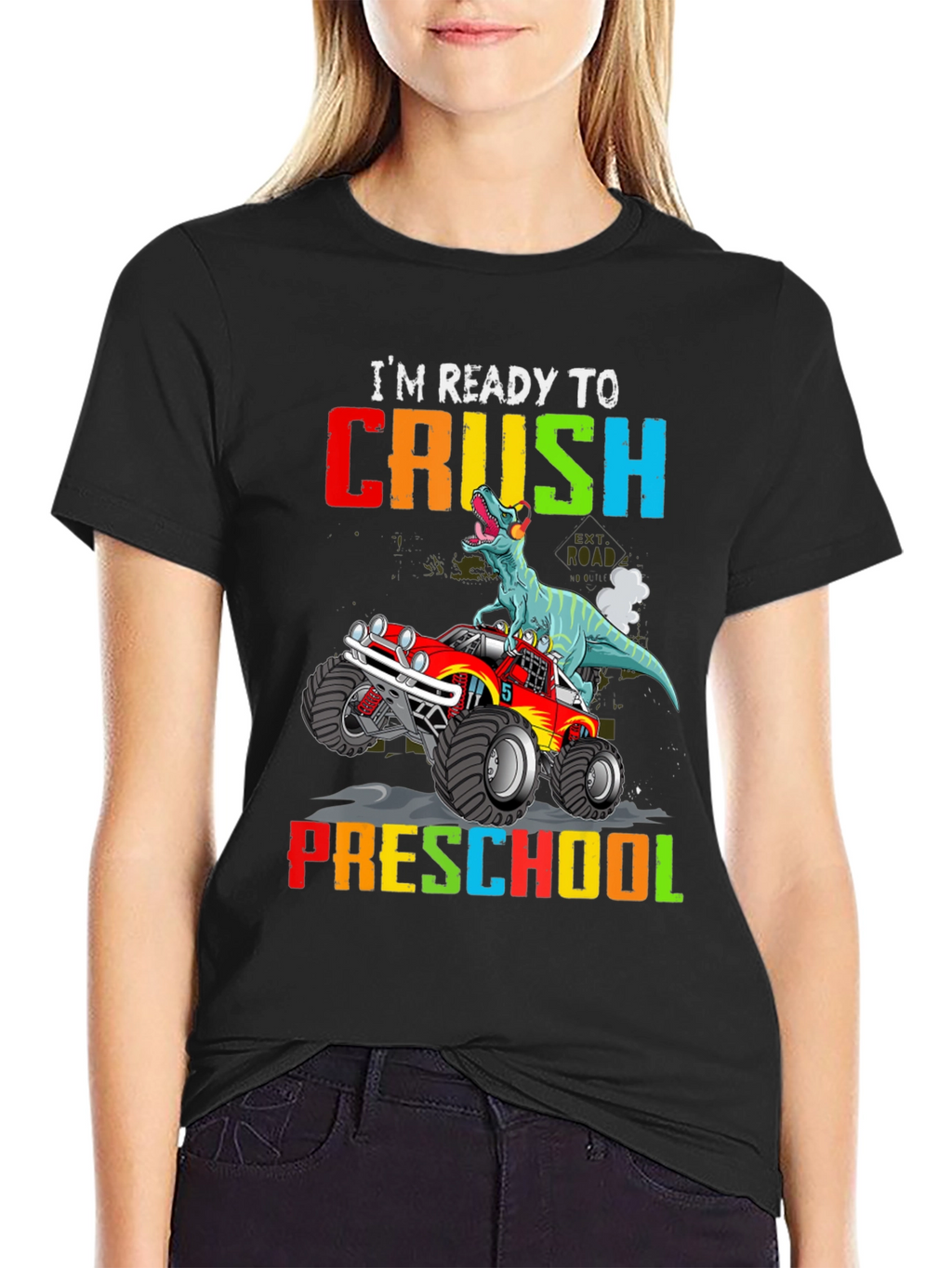 Ready to Crush Preschool Dinosaur Monster Truck T-Shirt
