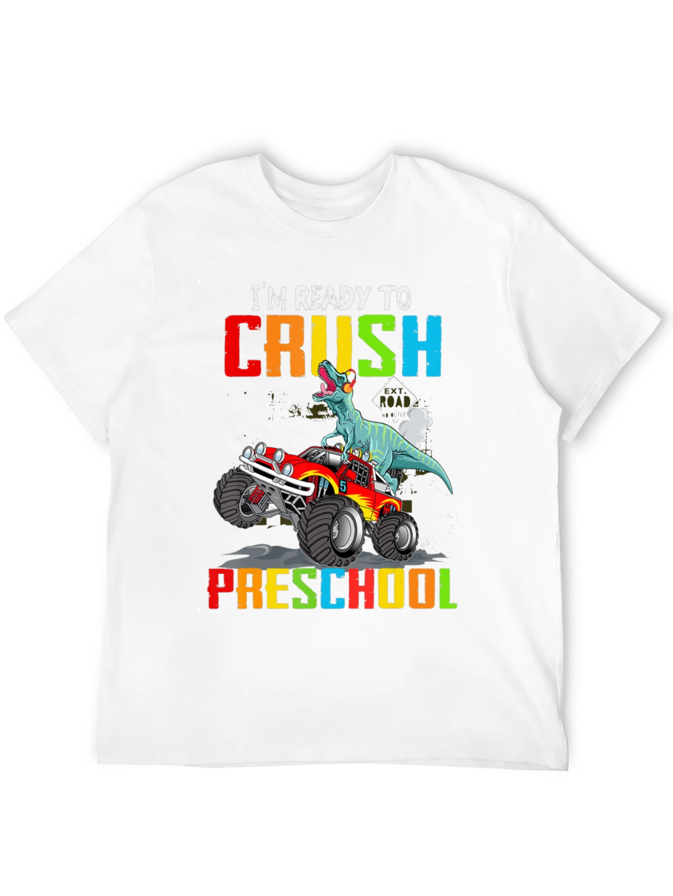Ready to Crush Preschool Dinosaur Monster Truck T-Shirt