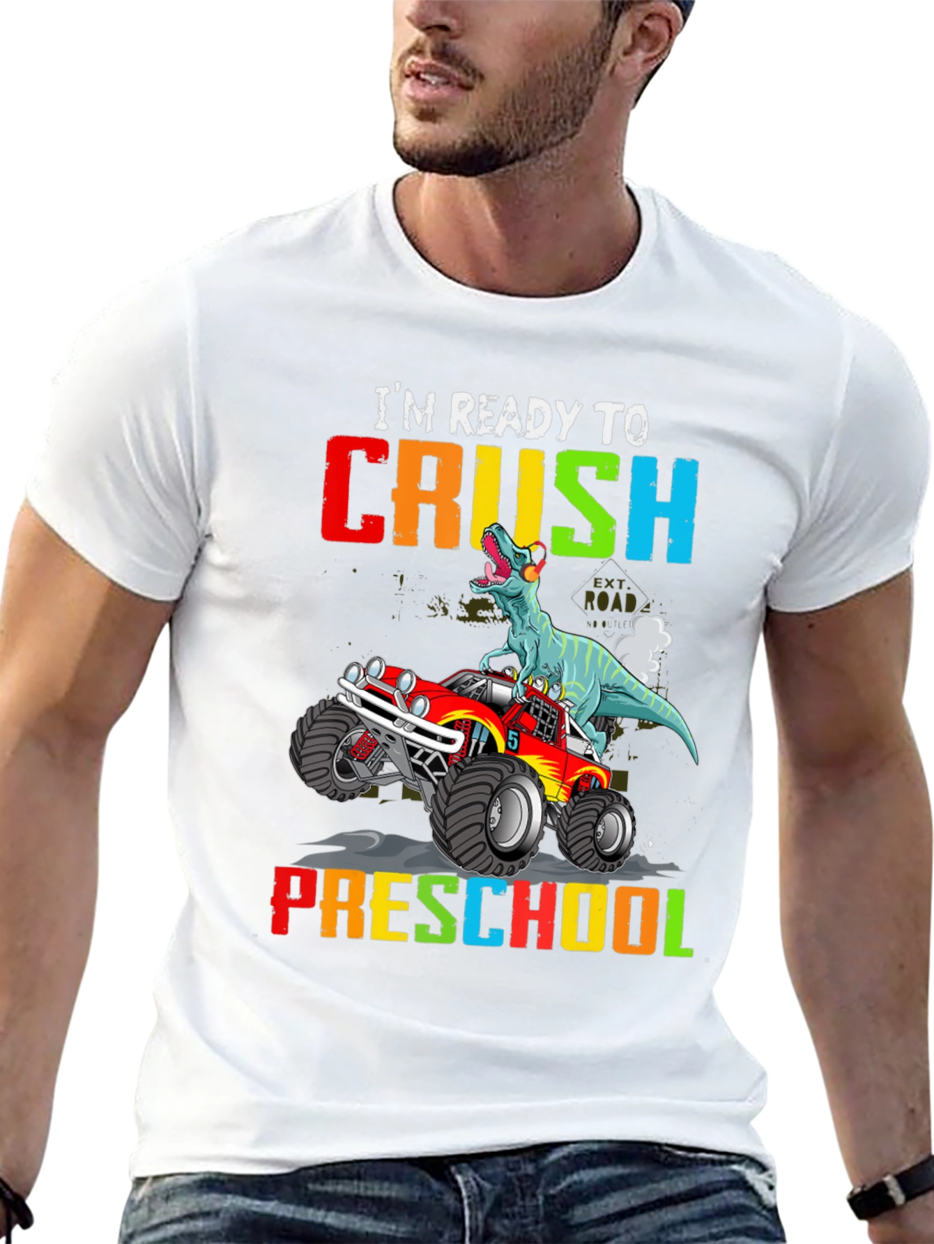 Ready to Crush Preschool Dinosaur Monster Truck T-Shirt