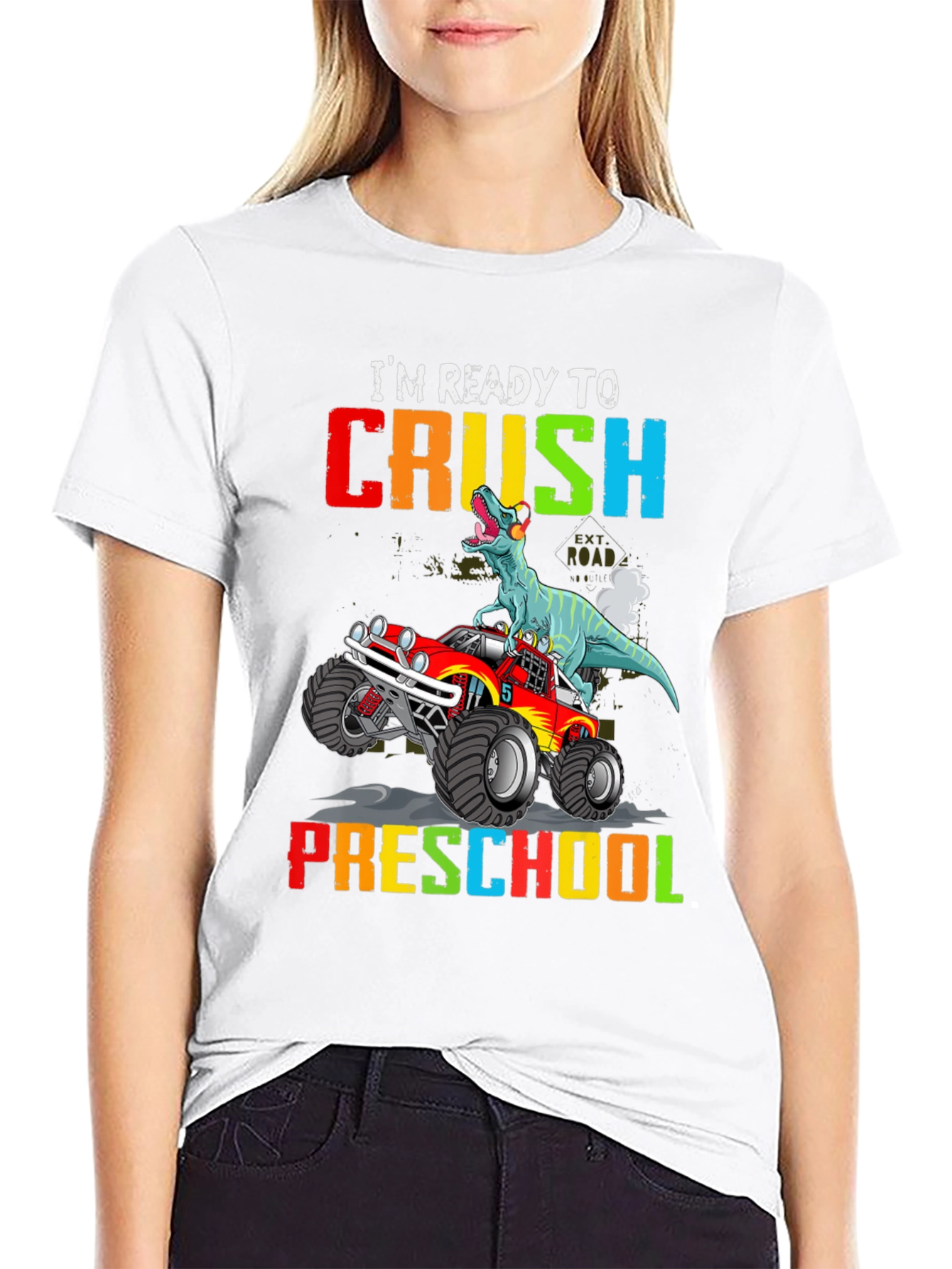 Ready to Crush Preschool Dinosaur Monster Truck T-Shirt