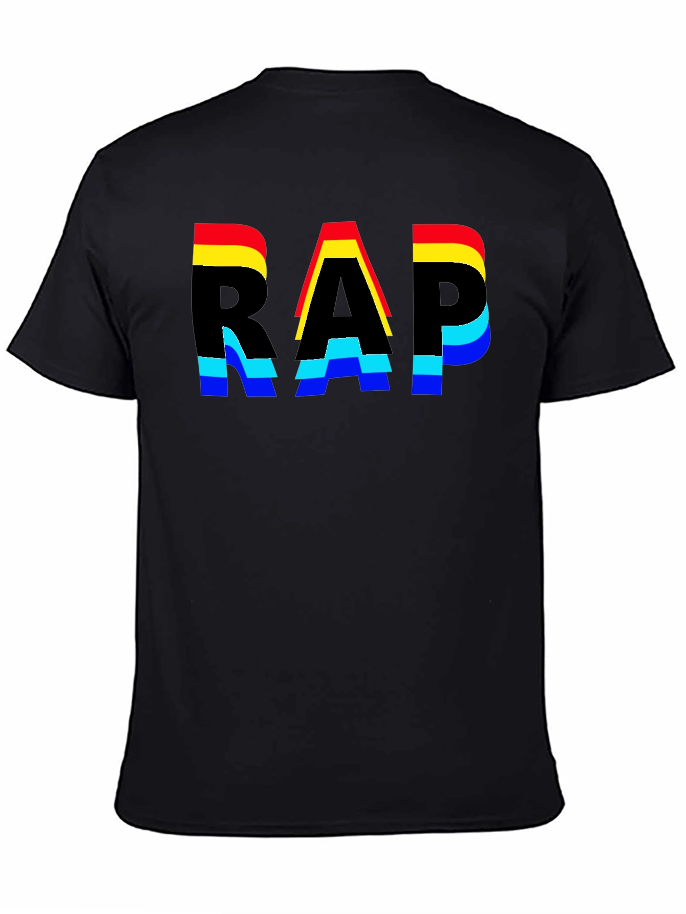 Colorful RAP Graphic Print Black Tee