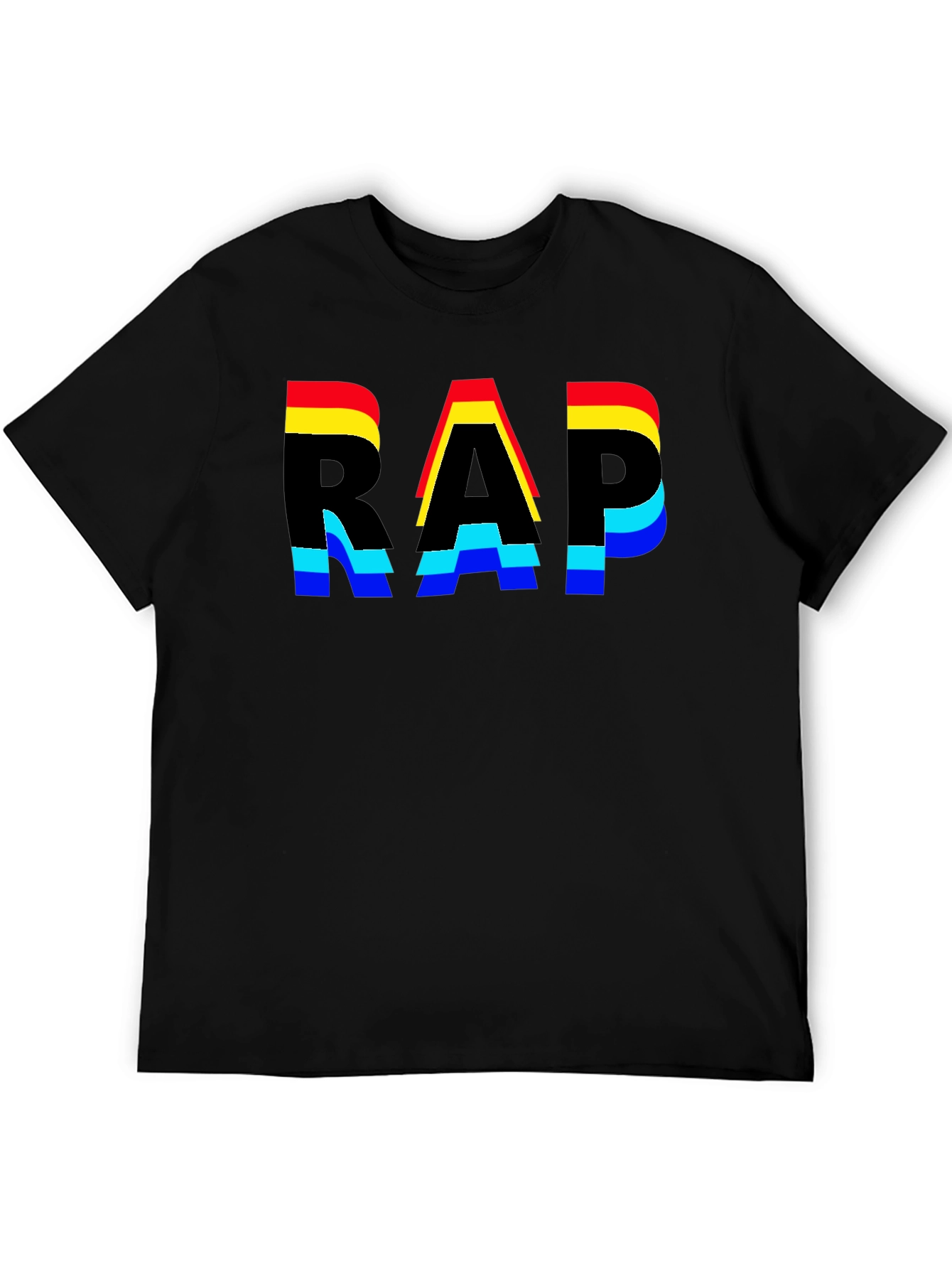 Colorful RAP Graphic Print Black Tee