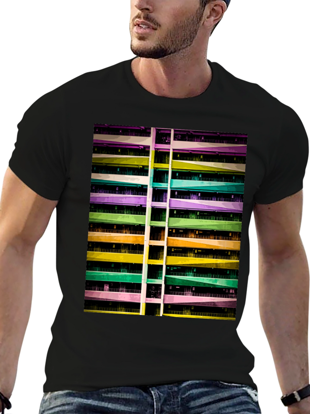Abstract Building Graphic Tee - Urban Style