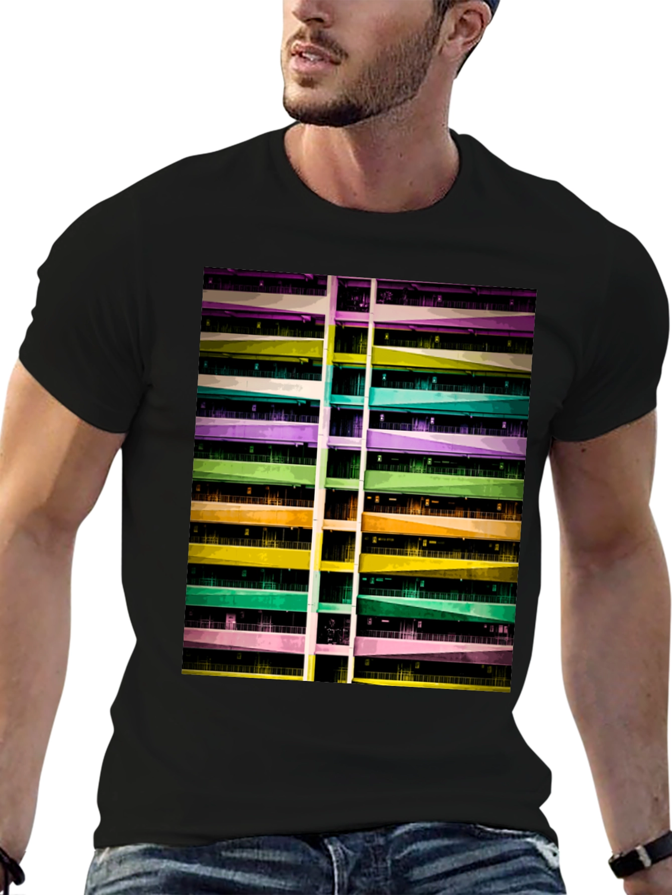 Abstract Building Graphic Tee - Urban Style