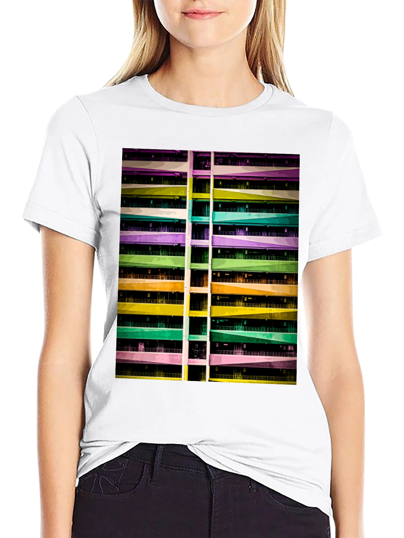 Abstract Building Graphic Tee - Urban Style