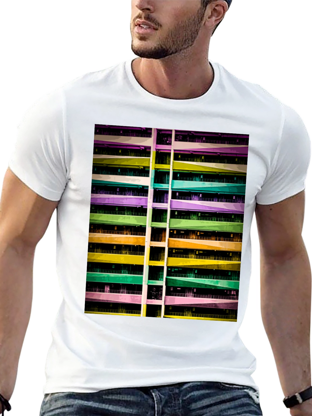 Abstract Building Graphic Tee - Urban Style