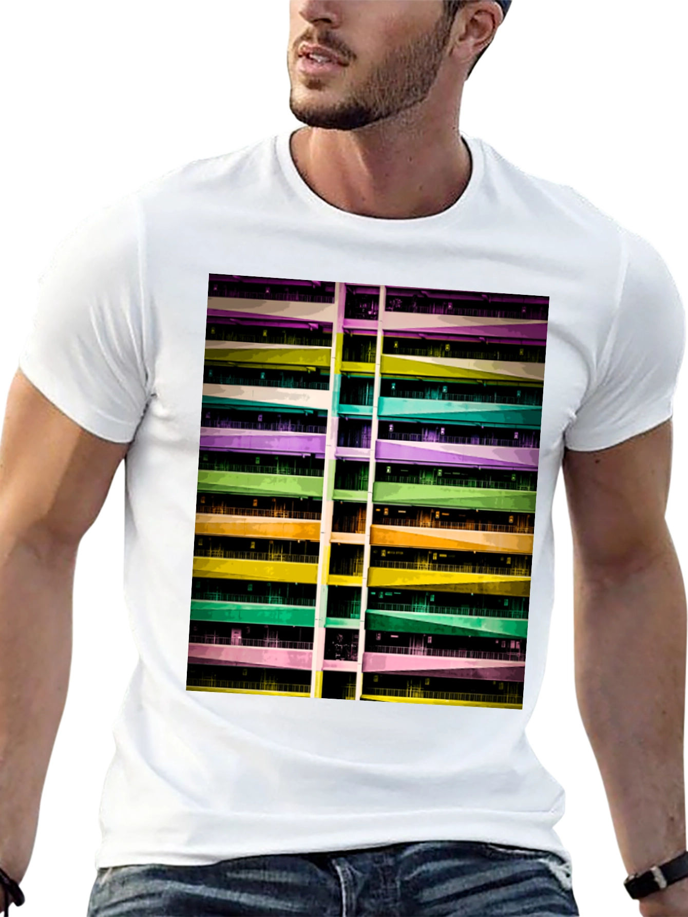 Abstract Building Graphic Tee - Urban Style