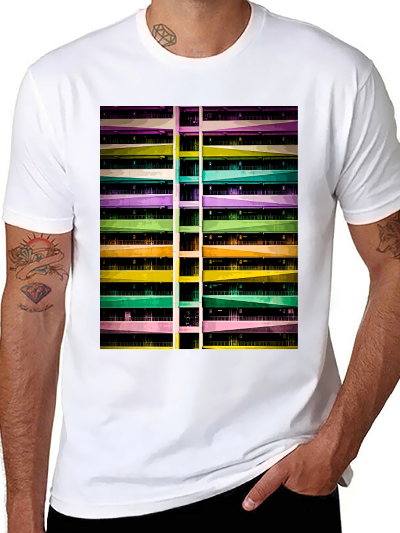 Abstract Building Graphic Tee - Urban Style