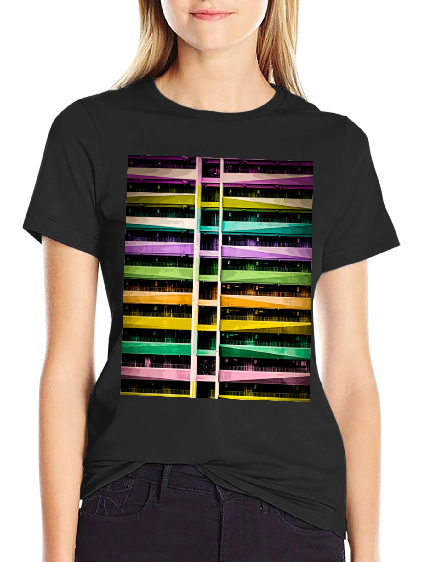 Abstract Building Graphic Tee - Urban Style