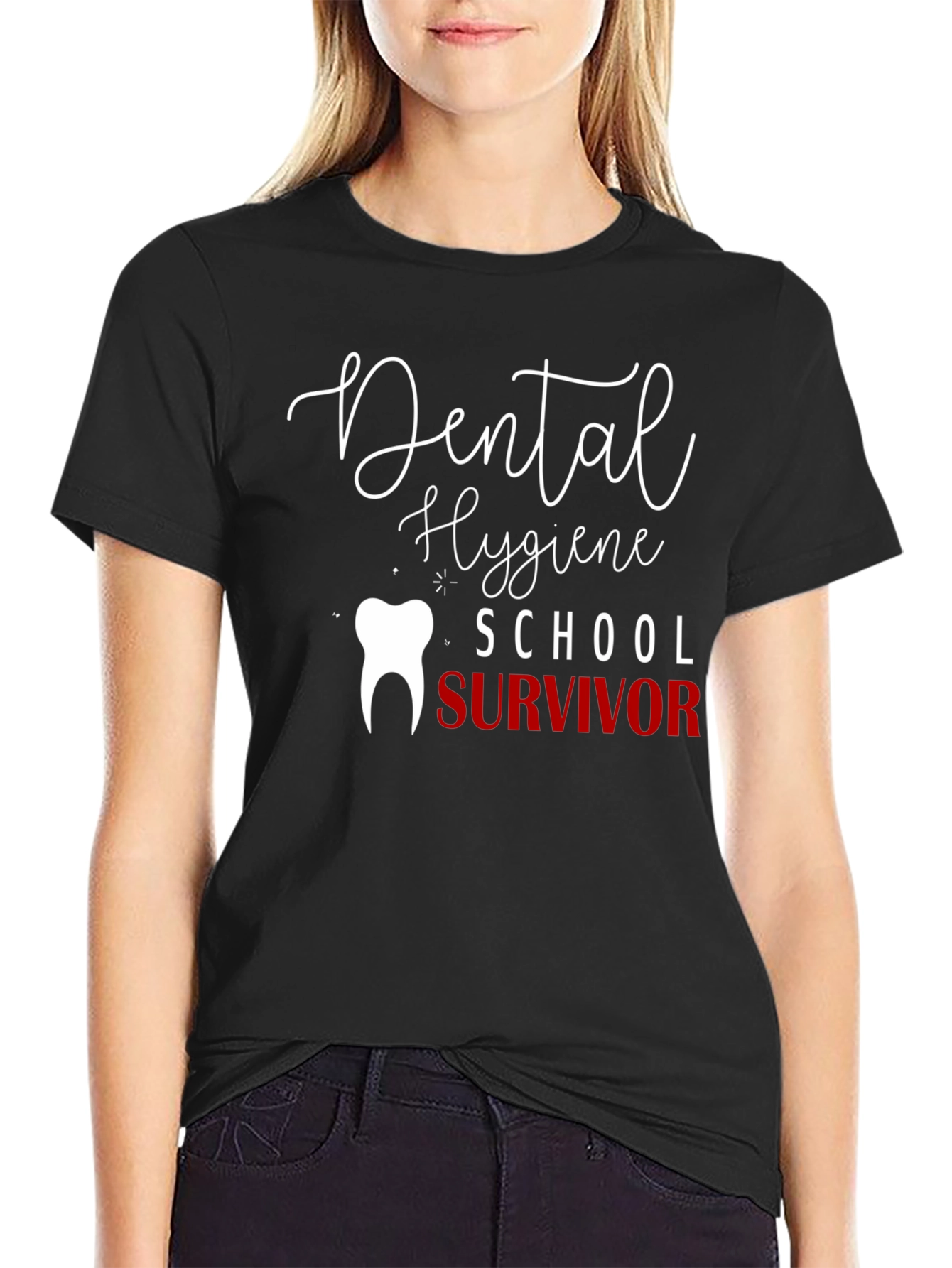 Dental Hygiene School Survivor T-Shirt - Black Cotton Tee