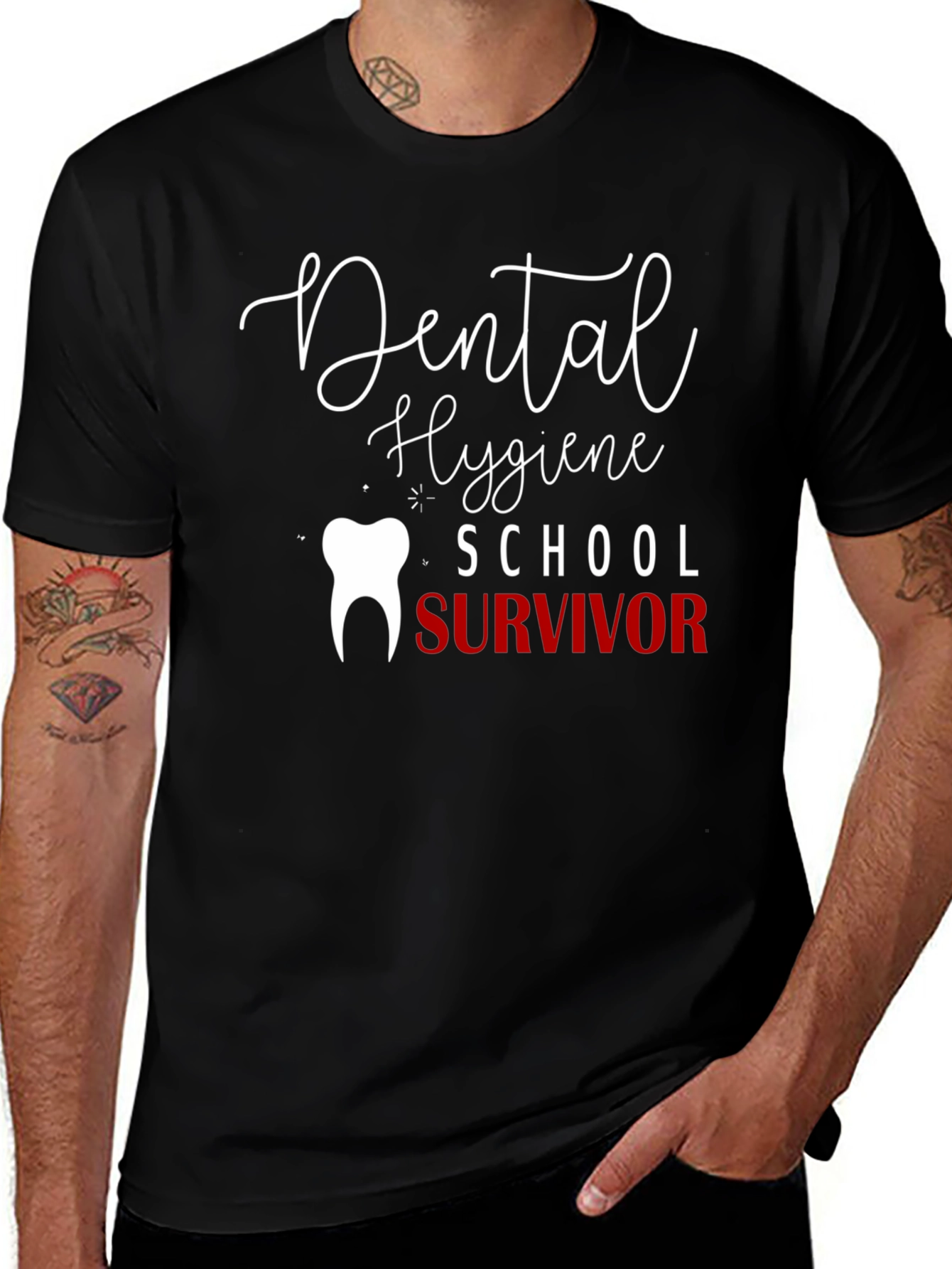 Dental Hygiene School Survivor T-Shirt - Black Cotton Tee