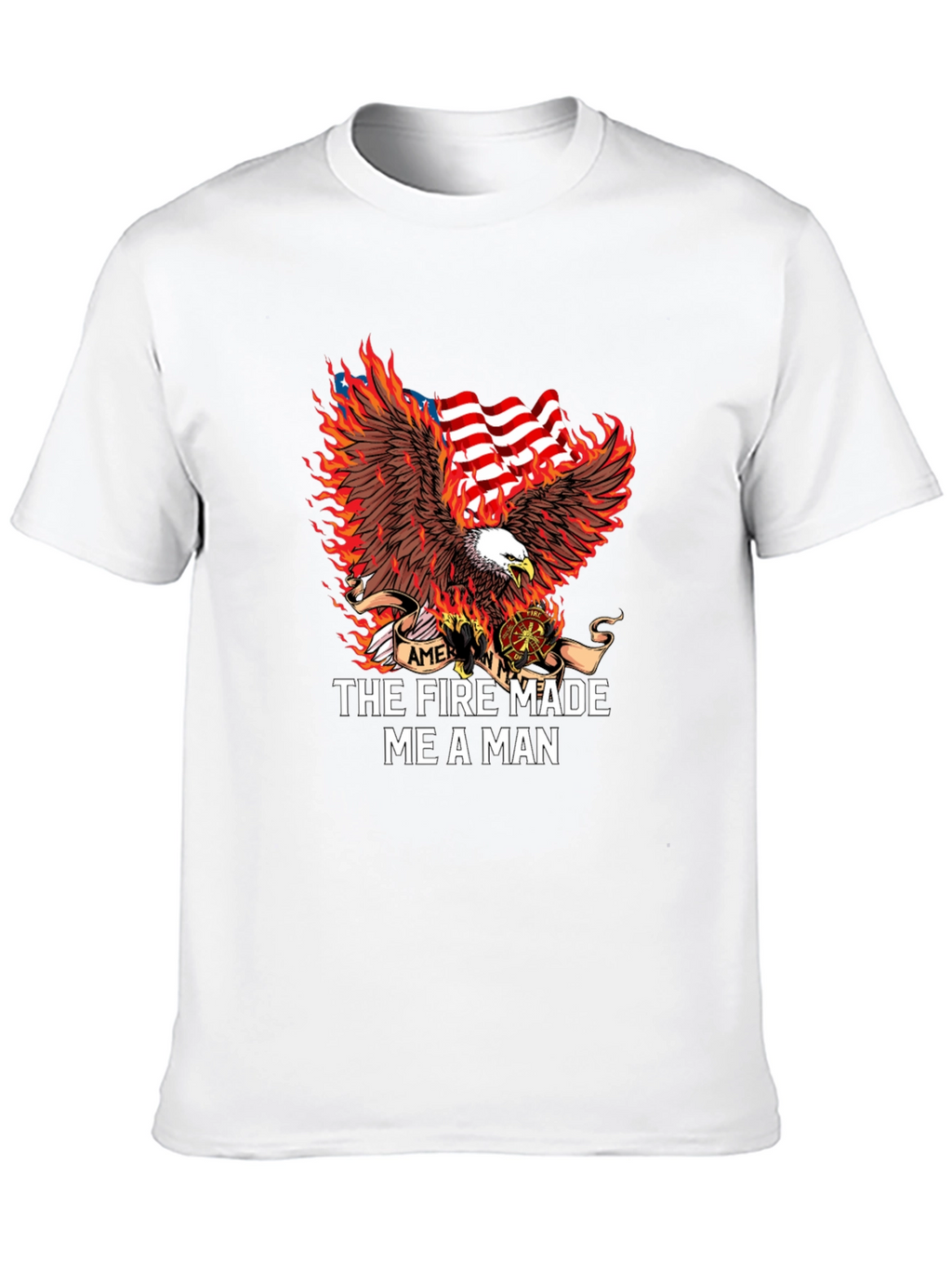 Firefighter Eagle American Flag Graphic T-Shirt