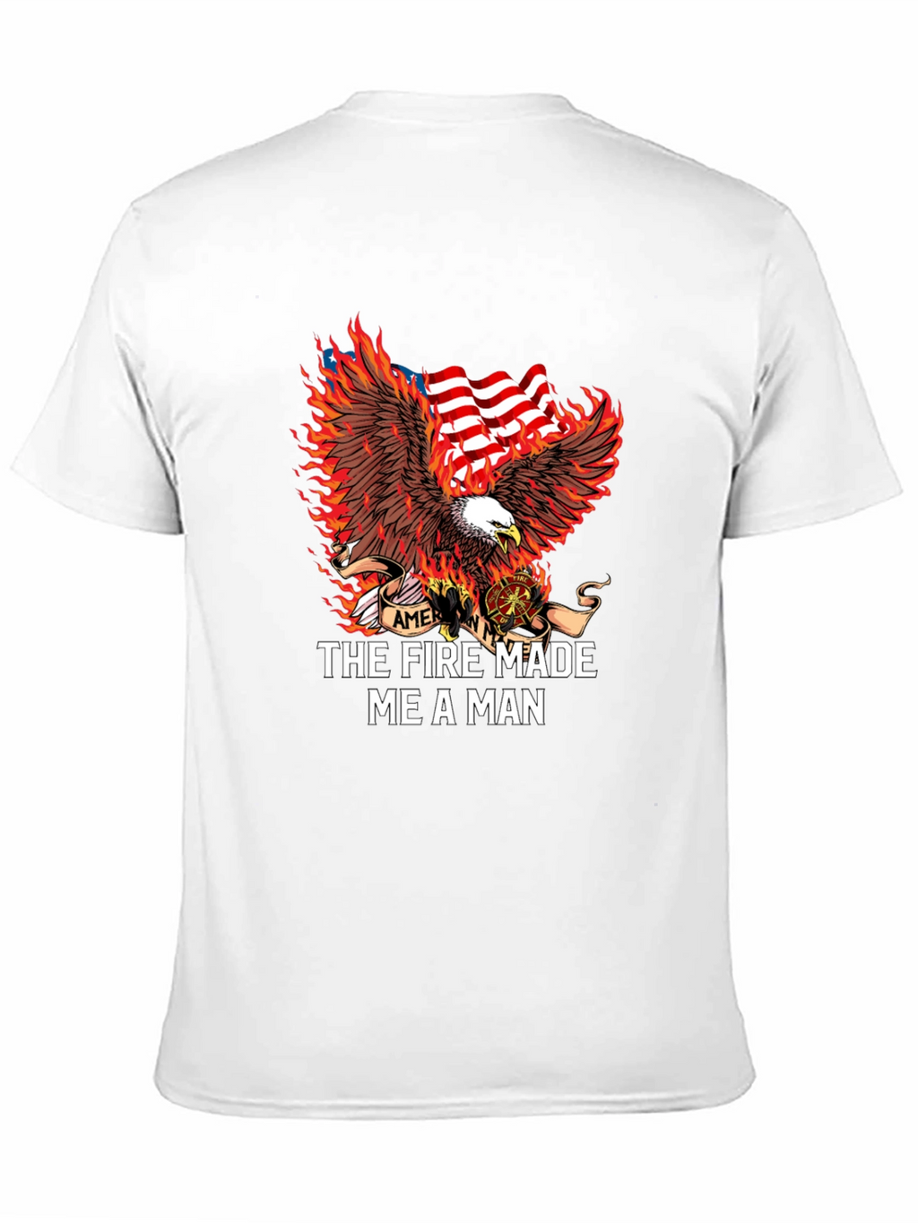 Firefighter Eagle American Flag Graphic T-Shirt