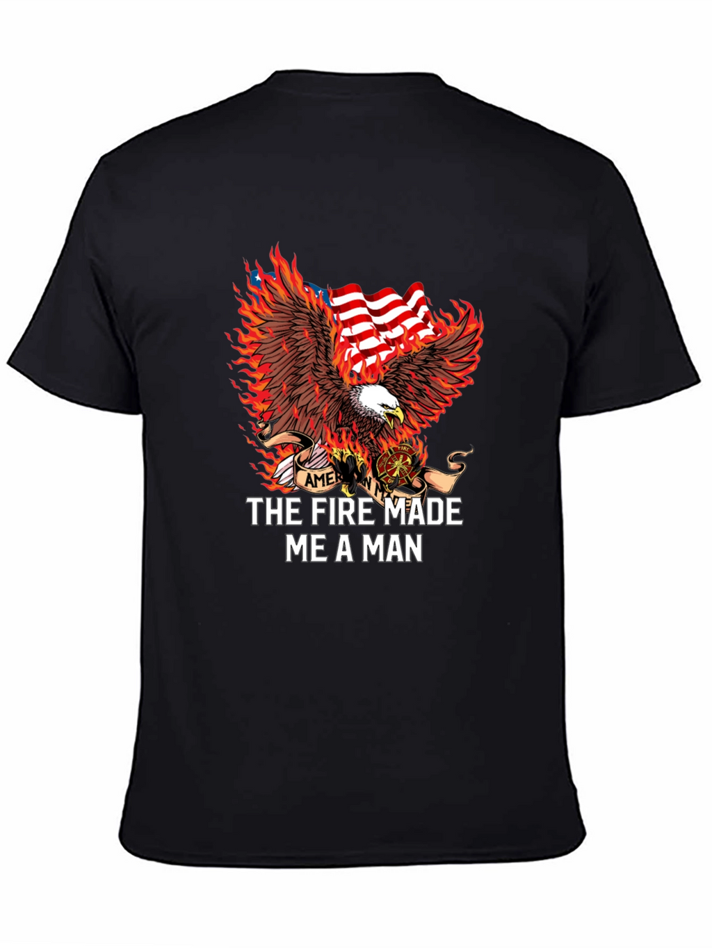 Firefighter Eagle American Flag Graphic T-Shirt